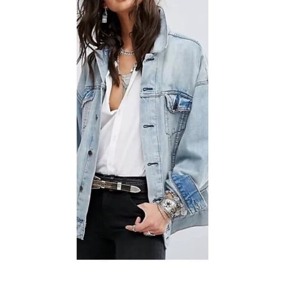 Free People Denim Trucker Jacket Size XS/S - Picture 10 of 12